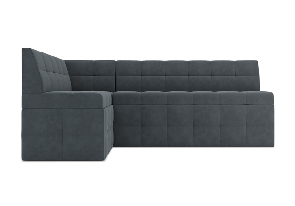 Кухонный угловой диван дельфин Атлантис велюр серо-синий